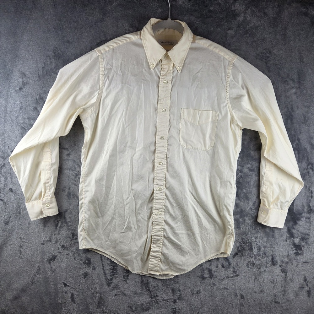 Vintage Brooks Brothers Original Polo Yellow Shirt Mens 15-32 Preppy Made in USA